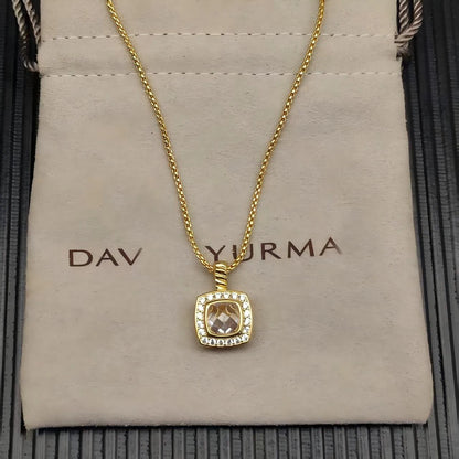 2025 New High-Quality Christmas Elegant and Simple Square Diamond Necklace and Earrings Set - Valentine's Day Gift