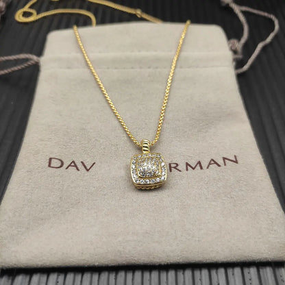 2025 New High-Quality Christmas Elegant and Simple Square Diamond Necklace and Earrings Set - Valentine's Day Gift