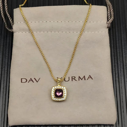2025 New High-Quality Christmas Elegant and Simple Square Diamond Necklace and Earrings Set - Valentine's Day Gift