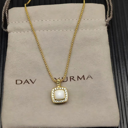 2025 New High-Quality Christmas Elegant and Simple Square Diamond Necklace and Earrings Set - Valentine's Day Gift
